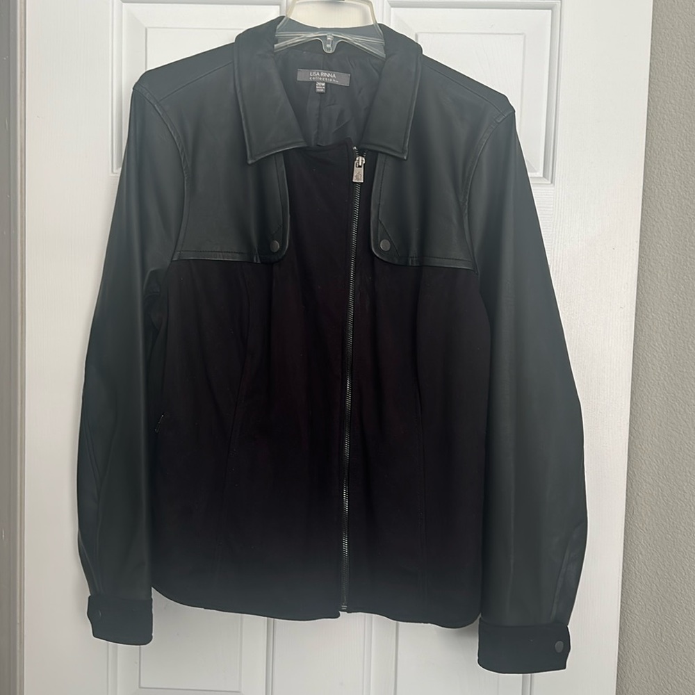 Lisa Rinna Collection Mixed Media Women’s Motorcycle Jacket 20W